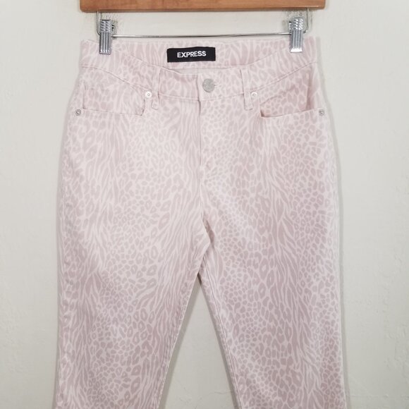 Express Animal Print Ankle Legging Mid Rise Stretch Jeans Pants Size 2S - Picture 2 of 7